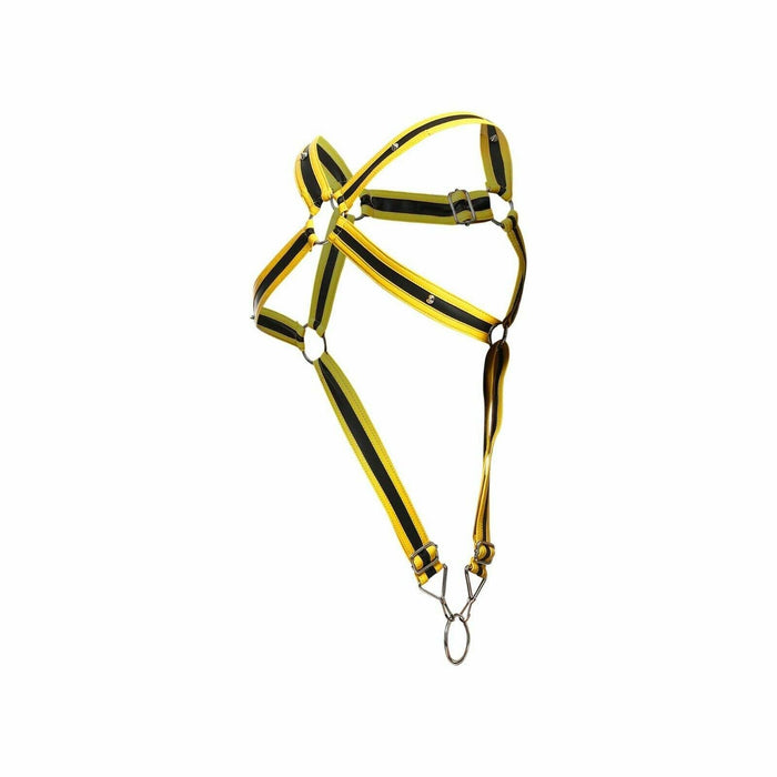 MOB DNGEON Harness Cross C - Ring Wide Adjustable Strap O/S Yellow DMBL07 - SexyMenUnderwear.com