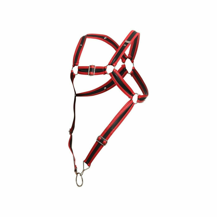 MOB DNGEON Harness Cross C - Ring Wide Strap Harness Fetish Red DMBL07 - SexyMenUnderwear.com