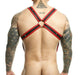 MOB DNGEON Harness Cross C - Ring Wide Strap Harness Fetish Red DMBL07 - SexyMenUnderwear.com