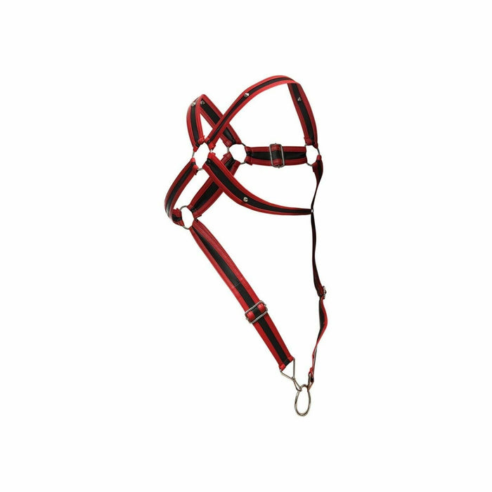 MOB DNGEON Harness Cross C - Ring Wide Strap Harness Fetish Red DMBL07 - SexyMenUnderwear.com