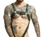 MOB DNGEON Harness Leather - Look Cross C - Ring Fetish Green Army DMBL07 - SexyMenUnderwear.com