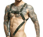 MOB DNGEON Harness Leather - Look Cross C - Ring Fetish Green Army DMBL07 - SexyMenUnderwear.com