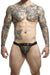 MOB DNGEON Jock Peek - a - Boo Steel Faux - Leather Jockstrap Green Army O/S DMBL04 4 - SexyMenUnderwear.com