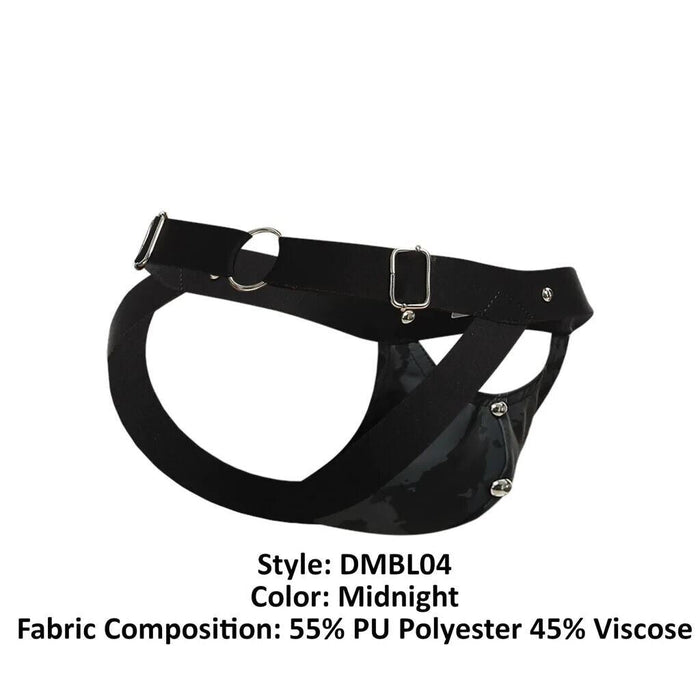 MOB DNGEON Jock Peek - a - Boo Steel Faux - Leather Jockstrap O/S Midnight DMBL04 4 - SexyMenUnderwear.com