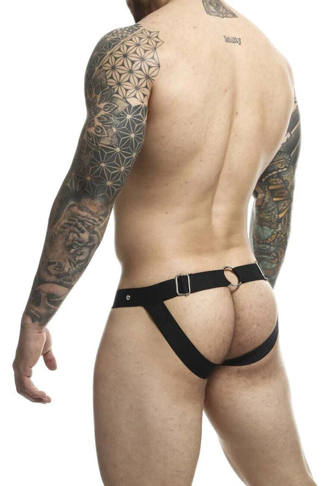 MOB DNGEON Jock Peek - a - Boo Steel Faux - Leather Jockstrap Yellow O/S DMBL04 4 - SexyMenUnderwear.com