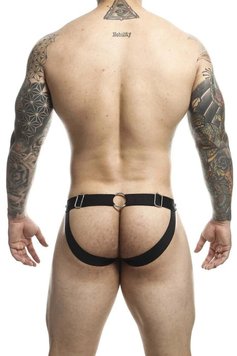 MOB DNGEON Jock Peek - a - Boo Steel Faux - Leather Jockstrap Yellow O/S DMBL04 4 - SexyMenUnderwear.com