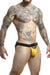 MOB DNGEON Jock Peek - a - Boo Steel Faux - Leather Jockstrap Yellow O/S DMBL04 4 - SexyMenUnderwear.com