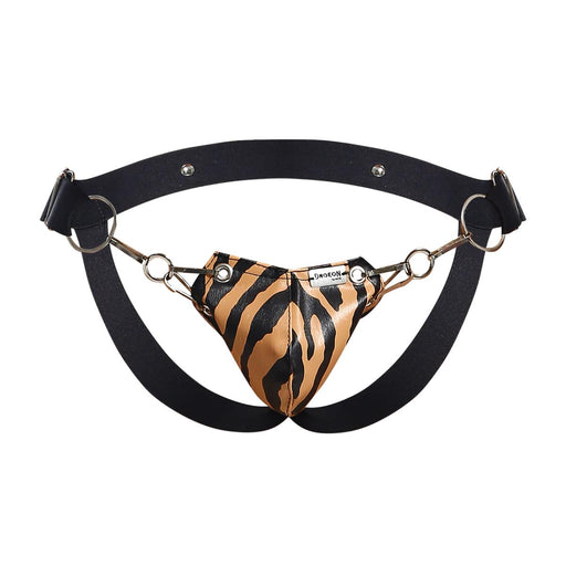 MOB DNGEON Jockstrap Eroticwear Faux Leather Snap-Jock One Size Tiger DMBL03