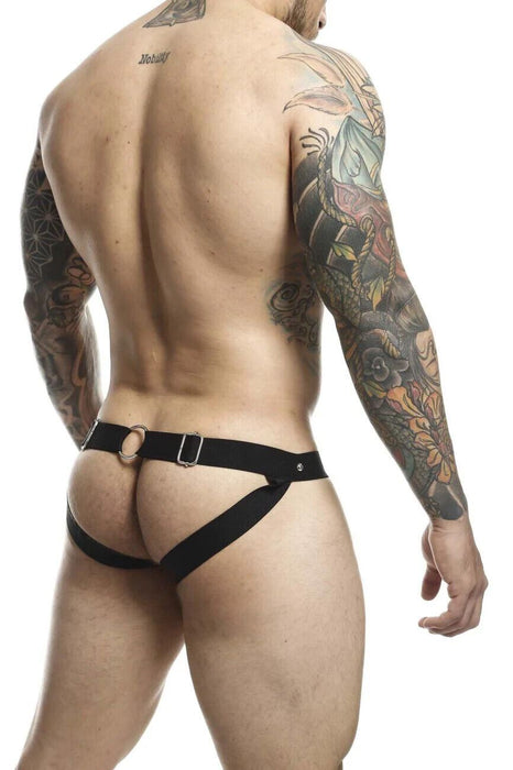 MOB DNGEON Jockstrap PeekaBoo Steel Faux - Leather Jock O/S Red DMBL04 4 - SexyMenUnderwear.com