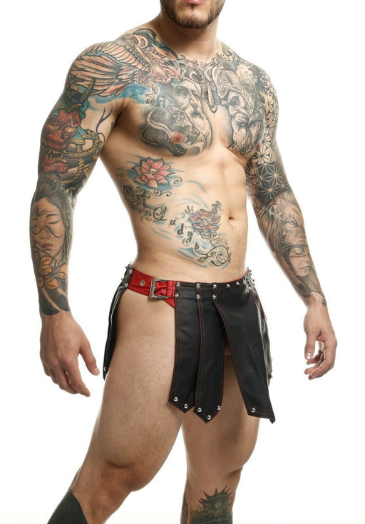 MOB DNGEON Skirts Eroticwear Mens Kilt Roman Skirt Fetish Black & Red DMBL10 41