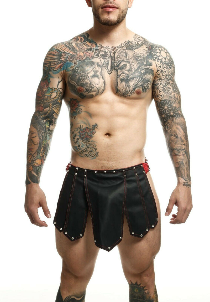 MOB DNGEON Skirts Eroticwear Mens Kilt Roman Skirt Fetish Black & Red DMBL10 43