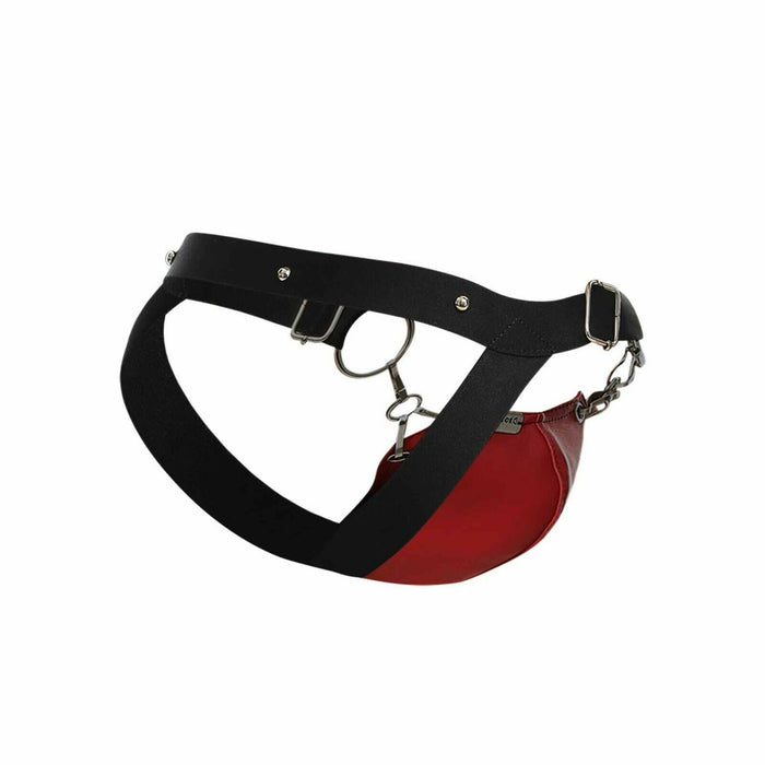 MOB DNGEON Snap - Jock With Metal Ring Erocticwear Jockstrap Cherry Red DMBL03 07 - SexyMenUnderwear.com