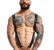 MOB DNGEON Straight Back Adjustable Harness C - Ring O/S Black Mirror DMBL062