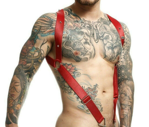 MOB DNGEON Straight Back Adjustable Harness Cherry O/S DMBL06 - SexyMenUnderwear.com