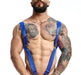 MOB DNGEON Straight Back Adjustable Harness One Size in Blue Mirror DMBL06 - SexyMenUnderwear.com