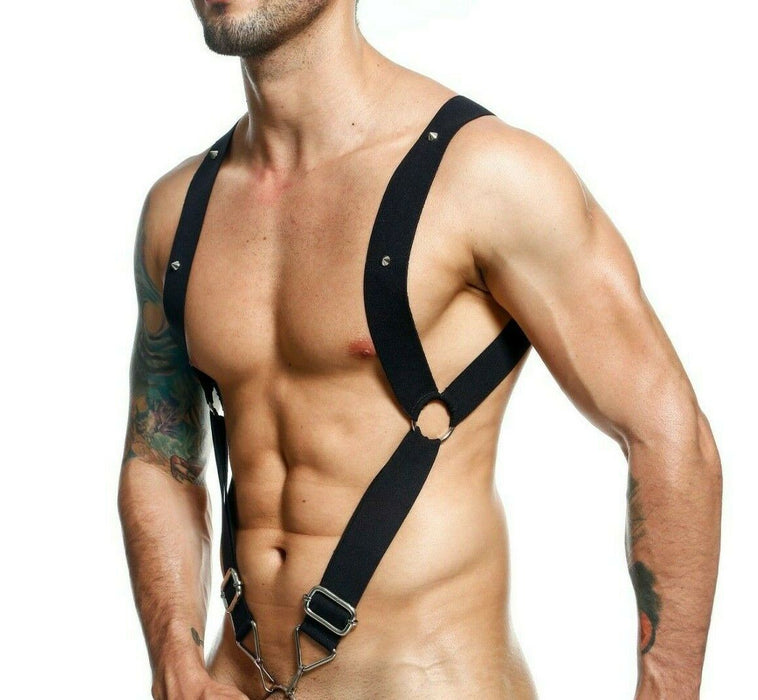 MOB DNGEON Straight Back Adjustable Harness O/S DMBL06 Black - SexyMenUnderwear.com