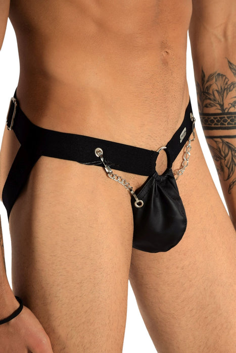 MOB Eroticwear Jockstrap Dngeon Chainlink Jock O/S Black DMBL02 2 - SexyMenUnderwear.com