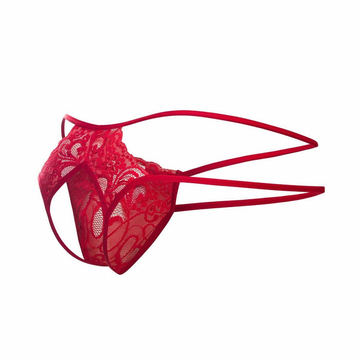 MOB Thongs Malebasics Open Lace Thong Red MBL49 - SexyMenUnderwear.com