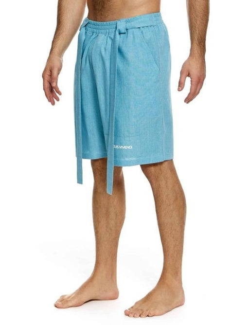 Modus Vivend Linen Bermuda Straight Fit Short Adjustable Belt Blue 10462 B1001