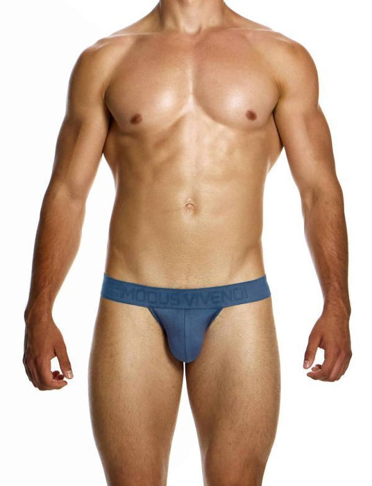 Modus Vivendi Bamboo Thong Eco - Jacquard T - String Blue Indigo 13411 185 - SexyMenUnderwear.com