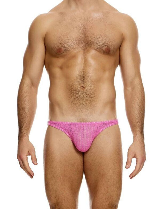 MODUS VIVENDI Bikini Brief Striped Crochet Low - Cut Briefs Pink 07413 - SexyMenUnderwear.com