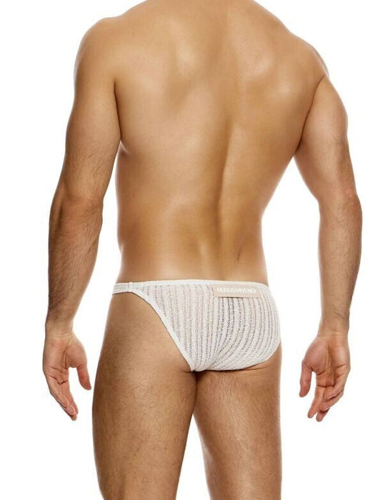 MODUS VIVENDI Bikini Briefs Striped Crochet Low - Cut Brief in Natural 07413 - SexyMenUnderwear.com