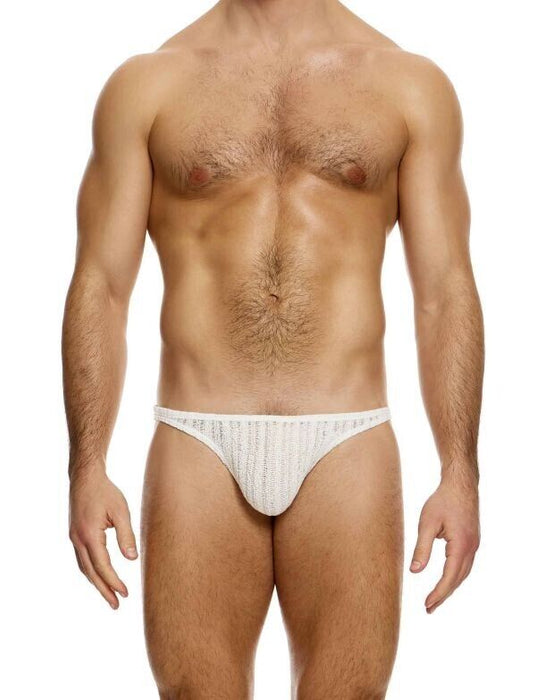 MODUS VIVENDI Bikini Briefs Striped Crochet Low - Cut Brief in Natural 07413 - SexyMenUnderwear.com