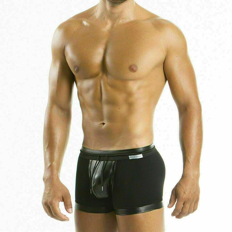 Modus Vivendi Boxer Military Leather Look Quality Ribbed Cotton Black 08521 93B6