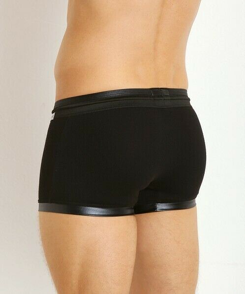 Modus Vivendi Boxer Military Leather Look Quality Ribbed Cotton Black 08521 93B - SexyMenUnderwear.com