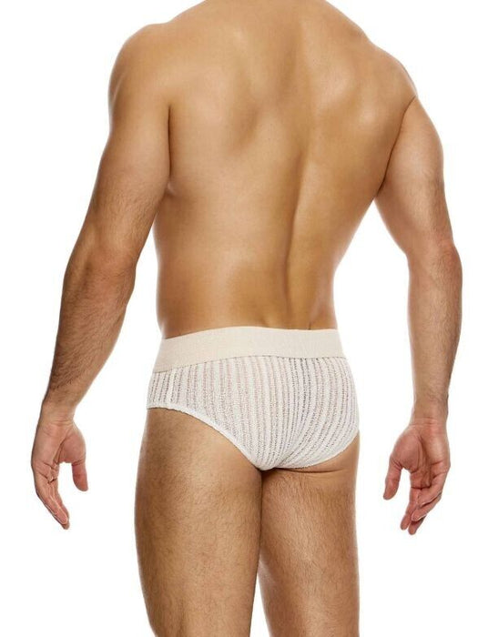 MODUS VIVENDI Briefs Striped Crochet Classic Brief Stretch Knitted Natural 07414 - SexyMenUnderwear.com