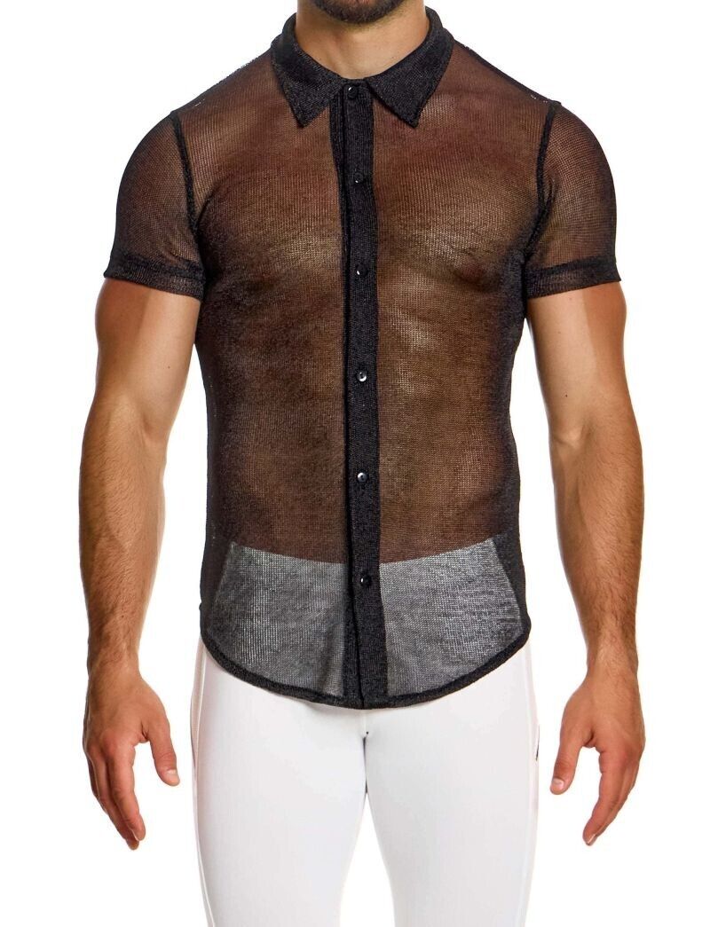 MODUS VIVENDI Chemise Armor Shirt Luxury Metallic Black Yarns Knitted 01042 56A2