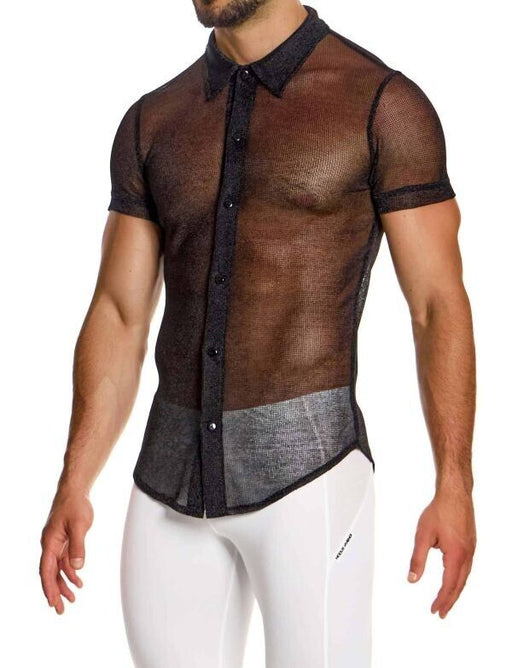 MODUS VIVENDI Chemise Armor Shirt Luxury Metallic Black Yarns Knitted 01042 56A1