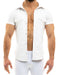 Modus Vivendi Chemise Vegan Leather Muscle Shirt Press Stud Buttons White 20541 B50B - SexyMenUnderwear.com