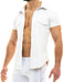 Modus Vivendi Chemise Vegan Leather Muscle Shirt Press Stud Buttons White 20541 B50B - SexyMenUnderwear.com