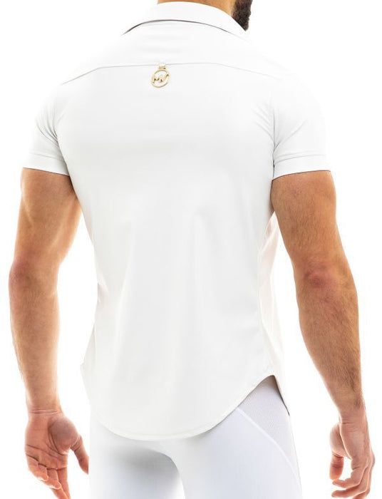 Modus Vivendi Chemise Vegan Leather Muscle Shirt Press Stud Buttons White 20541 B50B - SexyMenUnderwear.com