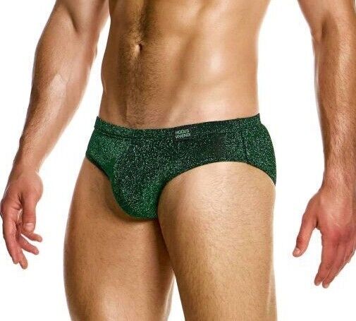 Modus Vivendi Classic Brief Glitter Knitted Lurex Yarns Green Briefs 26315 B87 - SexyMenUnderwear.com