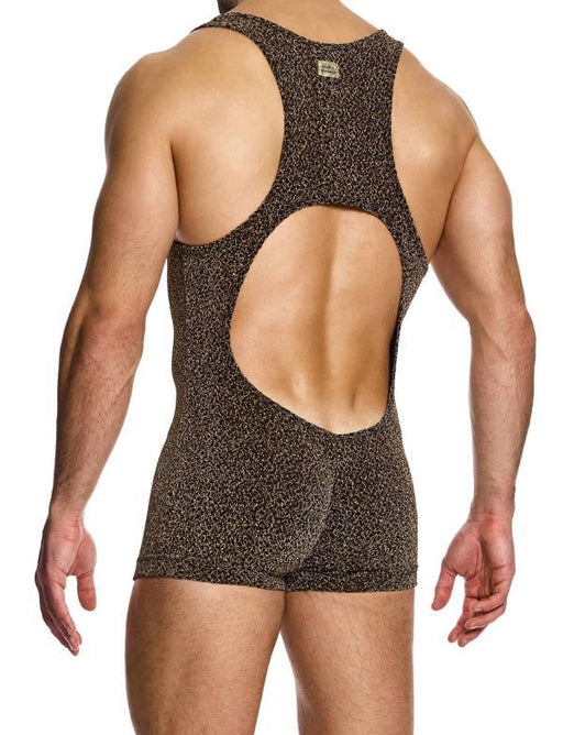 Modus Vivendi Crackled Bodysuit Jacquard Brown Metallic Yarns 25381 B97 - SexyMenUnderwear.com