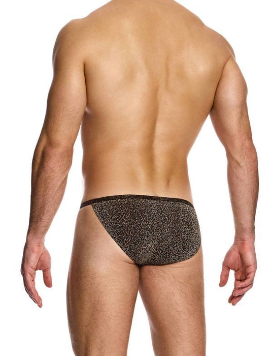 MODUS VIVENDI Crackled Tanga Briefs Fashion Lurex Brown Metallic Yarns 25312 B82 - SexyMenUnderwear.com