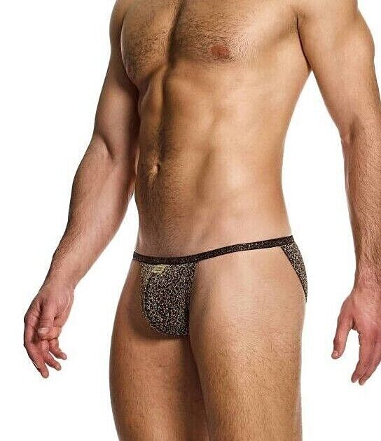 MODUS VIVENDI Crackled Tanga Briefs Fashion Lurex Brown Metallic Yarns 25312 B82 - SexyMenUnderwear.com