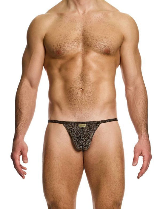 MODUS VIVENDI Crackled Tanga Briefs Fashion Lurex Brown Metallic Yarns 25312 B82 - SexyMenUnderwear.com