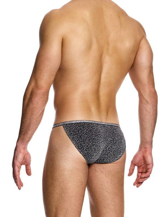 MODUS VIVENDI Crackled Tanga Briefs Fashion Lurex Gray Metallic Yarns 25312 B82 - SexyMenUnderwear.com