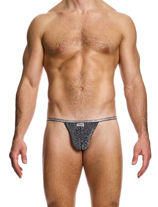 MODUS VIVENDI Crackled Tanga Briefs Fashion Lurex Gray Metallic Yarns 25312 B822