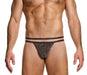 MODUS VIVENDI Crackled Thong Double Lurex Metallic Yarns Brown 25311 B82 - SexyMenUnderwear.com