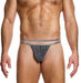 MODUS VIVENDI Crackled Thong Double Lurex Metallic Yarns Gray 25311 B82 - SexyMenUnderwear.com