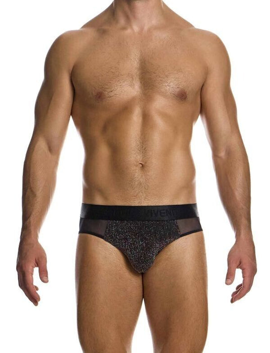 MODUS VIVENDI Delusion Classic Brief Knitted Lurex Yarns Black Jacquard 02513 - SexyMenUnderwear.com