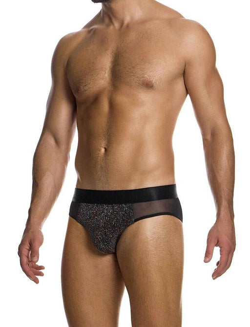 MODUS VIVENDI Delusion Classic Brief Knitted Lurex Yarns Black Jacquard 02513 - SexyMenUnderwear.com