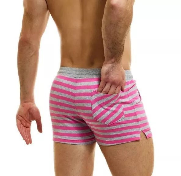 Modus Vivendi Exclusive Shorts Slim Fit Drawstrings Fushia Striped Short 23221 - 1 - SexyMenUnderwear.com