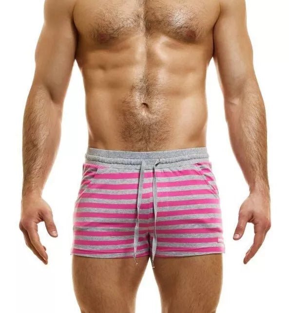 Modus Vivendi Exclusive Shorts Slim Fit Drawstrings Fushia Striped Short 23221 - 1 - SexyMenUnderwear.com