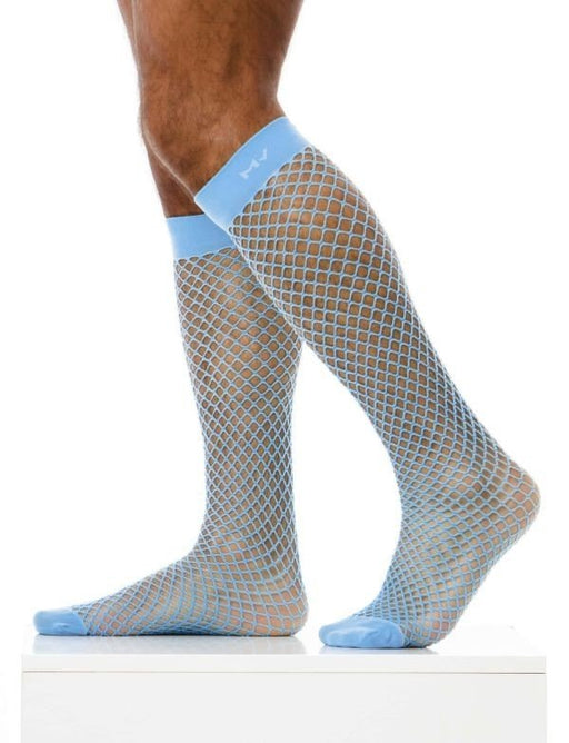 MODUS VIVENDI Fishnet Socks Knee Length Romance Sheer Light Blue XS1821 B621