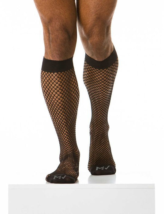 Modus Vivendi Fishnet Socks Sheer Stretch Knee Nylon Sock Black XS1821 B62 - SexyMenUnderwear.com